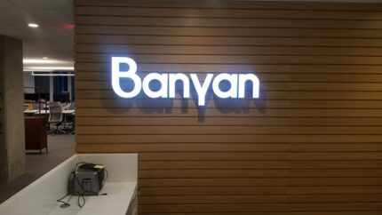 Banyan front lit illuminated channel letter sign