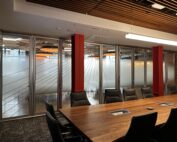 Custom window covering privacy film for SmithGroup San Francisco by Martin Sign.